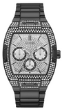 Guess Phoenix Multifunction Crystals Silver Dial Black Steel Strap Watch For Men - GW0094G3