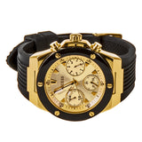 Guess Athena Gold Dial Black Rubber Strap Watch For Women - GW0030L2