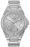 Guess Zeus Multifunction Diamonds Silver Dial Silver Steel Strap Watch for Men - GW0209G1