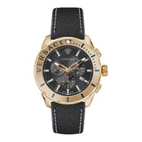 Versace Casual Chronograph Black Dial Black Leather Strap Watch for Men - VERG003-18