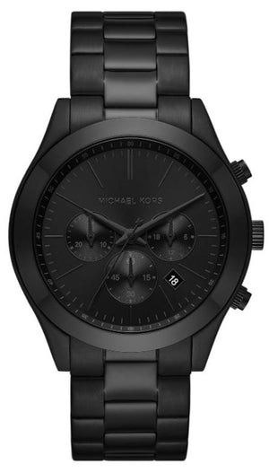 Michael Kors Slim Runway Chronograph Black Dial Black Steel Strap Watch For Men - MK8919