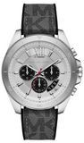 Michael Kors Brecken Chronograph Silver Dial Grey Leather Strap Watch For Men - MK8922