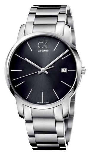 Calvin Klein City Date Black Dial Silver Steel Strap Watch for Men - K2G2G143