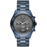 Michael Kors Slim Runway Chronograph Black Dial Blue Steel Strap Watch for Men - MK8918