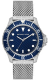 Michael Kors Everest Quartz Blue Dial Silver Mesh Bracelet Watch For Men - MK9082