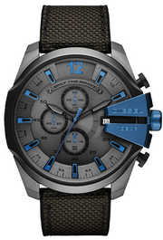 Diesel Mega Chief Chronograph Black Dial Black Nylon Strap Watch For Men - DZ4500
