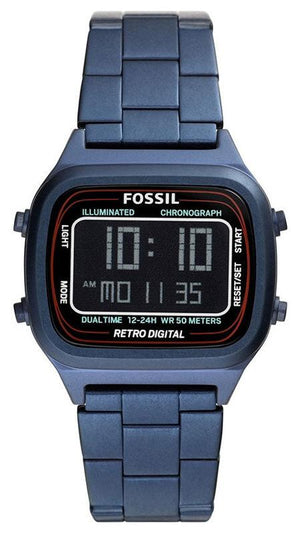 Fossil Retro Analog-Digital Black Dial Blue Steel Strap Watch for Men - FS5896