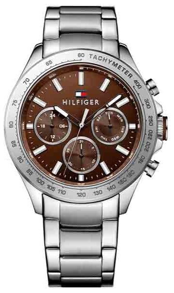 人気ショップ Tommy Hilfiger Hudson Chronograph Quartz Brown Dial Silver バッグ