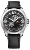 Tommy Hilfiger Bruce Analog Black Dial Black Leather Strap Watch for Men - 1791279