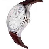 Tommy Hilfiger Damon Quartz White Dial Brown Leather Strap Watch for Men - 1791418