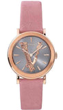 Versace Virtus Quartz Grey Dial Pink Leather Strap Watch for Women - VEHC00319