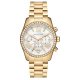 Michael Kors Lexington Mother of Pearl White Dial Gold Steel Strap Watch For Women - MK7241