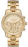 Michael Kors Ritz Chronograph Gold Dial Gold Steel Strap Watch For Women - MK6937