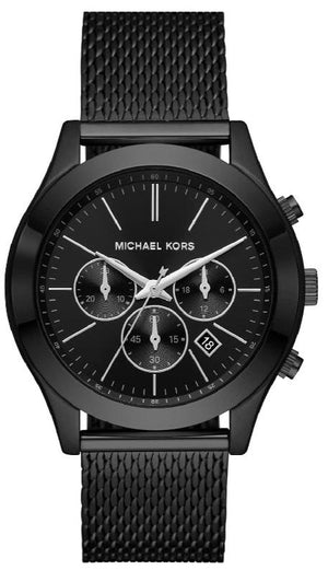 Michael Kors Slim Runway Chronograph Black Dial Black Mesh Bracelet Watch For Men - MK9060