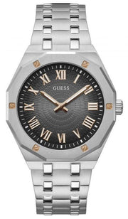 Guess Asset Quartz Black Dial Silver Steel Strap Watch For Men - GW0575G1