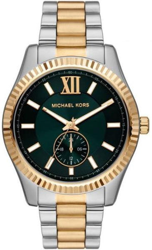 Michael Kors Lexington Quartz Green Dial Two Tone Steel Strap Watch For Men - MK9063