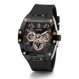 Guess Phoenix Multifunction Black Dial Black Silicone Strap Watch For Men - GW0203G8