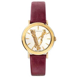Versace Virtus White Dial Red Leather Strap Watch for Women - VEHC00219