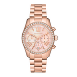 Michael Kors Lexington Chronograph Rose Gold Dial Rose Gold Steel Strap Watch for Women - MK7242