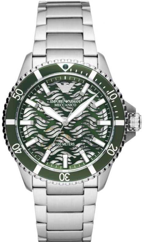 Emporio Armani Sea Explorer Meccanico Automatic Green Dial Silver