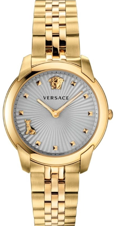 Versace Audrey Quartz Grey Dial Gold Steel Strap Watch for Women