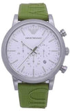 Emporio Armani Chronograph White Dial Green Rubber Strap Watch For Men - AR11022