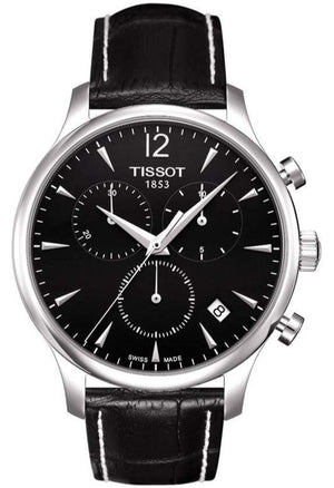 Tissot T Classic Tradition Black Dial Black Leather Strap Watch For Men - T063.617.16.057.00