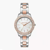 Michael Kors Liliane Quartz Mother of Pearl White Dial Two Tone Steel Strap Watch For Women - MK1048