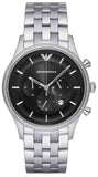 Emporio Armani Chronograph Black Dial Silver Steel Strap Watch For Men - AR11017