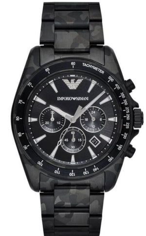 Emporio Armani Sportivo Quartz Black Dial Black Steel Strap Watch For Men - AR11027