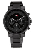 Tommy Hilfiger Tyson Chronograph Black Dial Black Steel Strap Watch For Men - 1710590