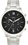 Fossil Neutra Chronograph Black Dial Silver Steel Strap Watch for Men - FS5384