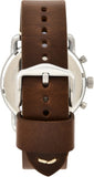 Fossil The Commuter White Dial Brown Leather Strap Watch for Men - FS5402