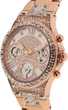 Guess Moonlight Multi Function Diamonds White Dial Rose Gold Steel Strap Watch for Women - GW0320L3