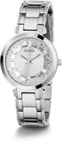 Guess Night Life Clear Silver Dial Silver Steel Strap Watch for Women - GW0470L1