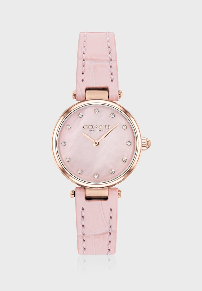 Coach Hayley Pink Mother of Pearl Dial Pink Leather Strap Watch for Women - 14503537