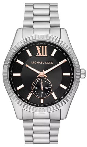 Michael Kors Lexington Quartz Black Dial Silver Steel Strap Watch For Women - MK8946