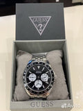 Guess Odyssey Black Dial Silver Steel Strap Watch For Men - W1107G1