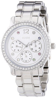Guess Enchanting Diamonds Silver Dial Silver Steel Strap Watch for Women - W0305L1