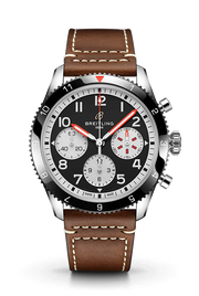 Breitling Avi Chronograph 42 Mosquito Black Dial Brown Leather Strap Watch for Men - Y233801A1B1X1