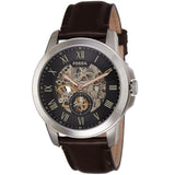 Fossil Grant Automatic Skeleton Black Dial Brown Leather Strap Watch for Men - ME3100