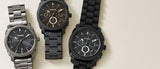 Fossil Neutra Chronograph Black Dial Black Steel Strap Watch for Men - FS5525