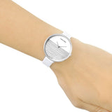 Calvin Klein Rise White Grey Dial White Leather Strap Watch for Women - K7A231L6