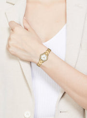 Michael Kors Sage Analog White Dial Gold Steel Strap Watch for Women - MK4822