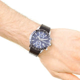 Hugo Boss Rafale Chronograph Quartz Blue Dial Black Leather Strap Watch For Men - HB1513391