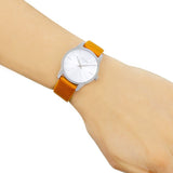 Calvin Klein City Silver Dial Orange Leather Strap Watch for Women - K2G231G6