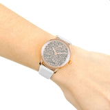 Swarovski Crystalline Hours Quartz Grey Dial Black Leather Strap Watch for Women - 5344635