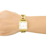 Guess Vanity Diamonds Silver Dial Gold Steel Strap Watch for Women - W1030L2