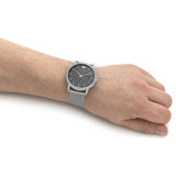 Emporio Armani Luigi Quartz Grey Dial Silver Mesh Bracelet Watch For Men - AR11069