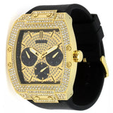 Guess Phoenix Multifunction Crystals Gold Dial Black Silicone Strap Watch For Men - GW0048G2